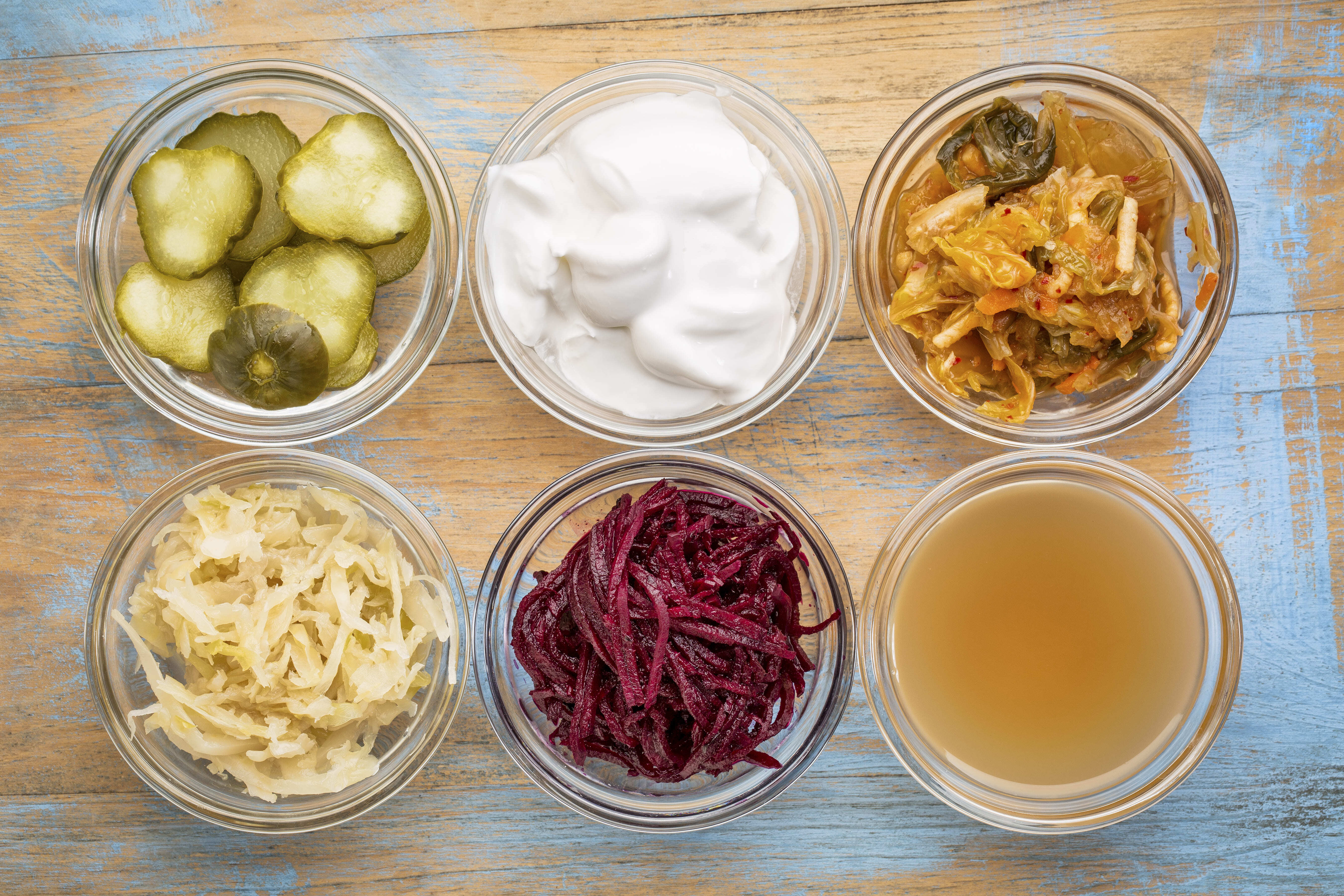 Examples of six types of fermented foods.